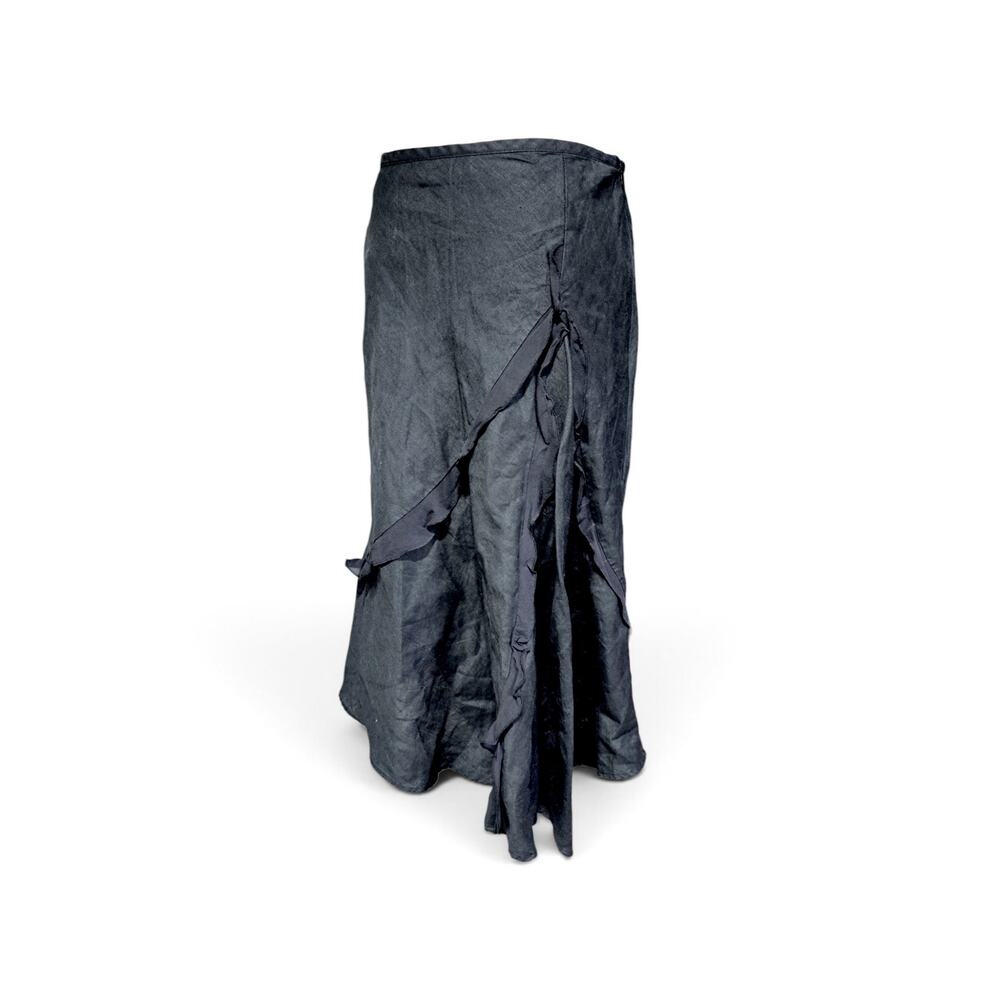 Y2k Derhy Midi Skirt Linen Fairycore Whimsigoth Black - Medium